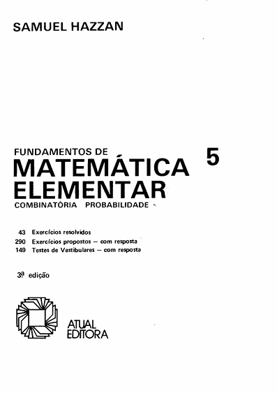 Capa do livro Fundamendos da matematica Elementar_05_(Analise Combinatoria e Probabilidades)
